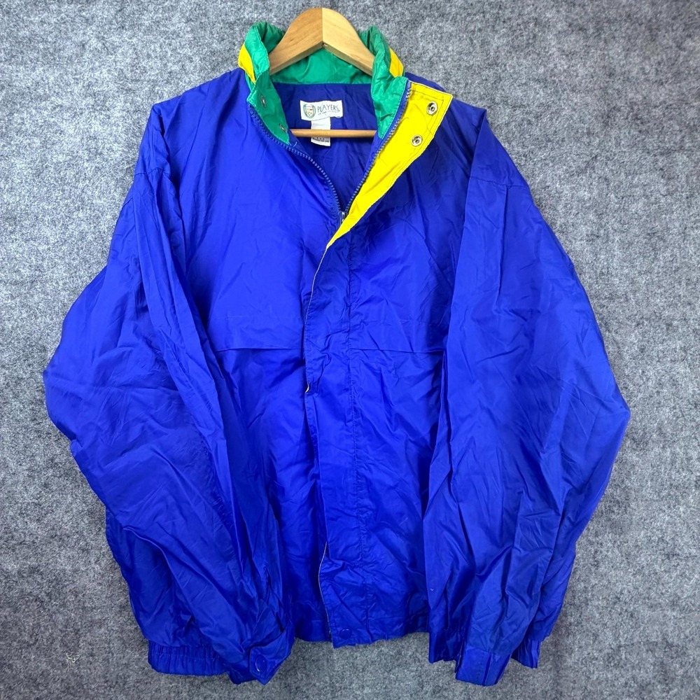 Vintage 90s Players by Van Heusen Windbreaker Jacket Mens XL Blue Preppy Golf